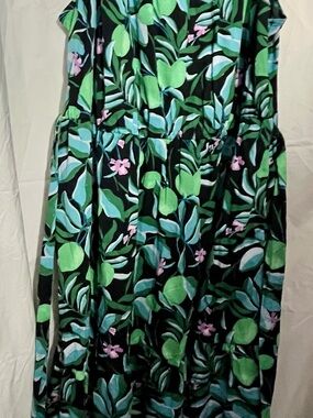 Ava & Viv Black Floral Sundress with Green, Teal and Purple Accents